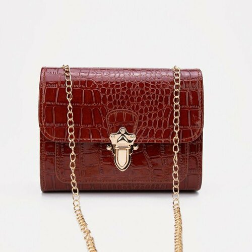 фото Сумка мессенджер , фактура под рептилию, коричневый нет бренда