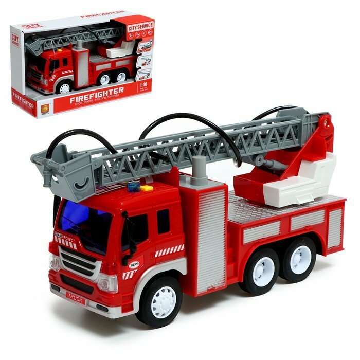 Машина инерционная «Пожарная служба», 1:16, брызгает водой, свет и звук