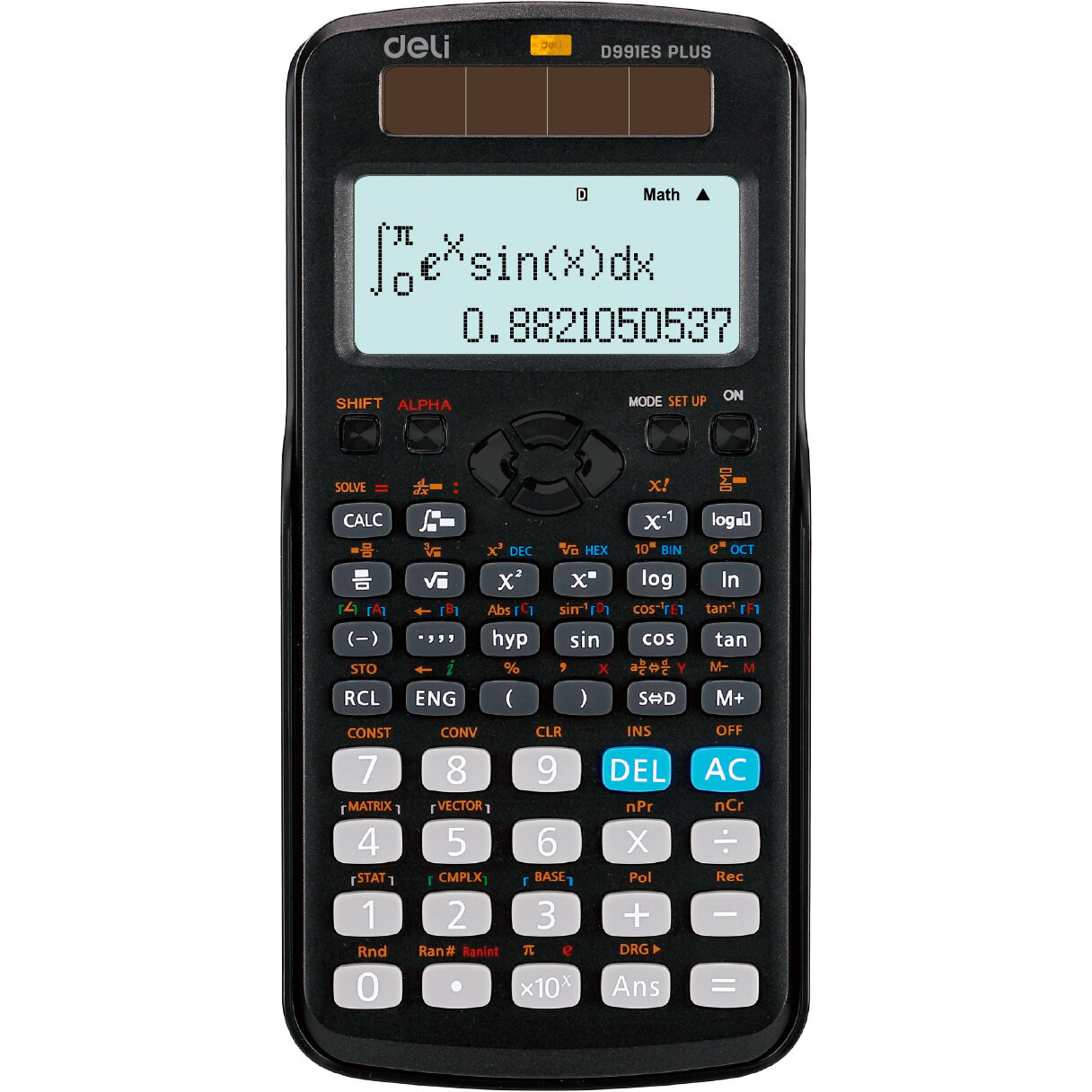 Калькулятор научный Deli ED991ES черный, многострочный, монохромный, питание комбинированное