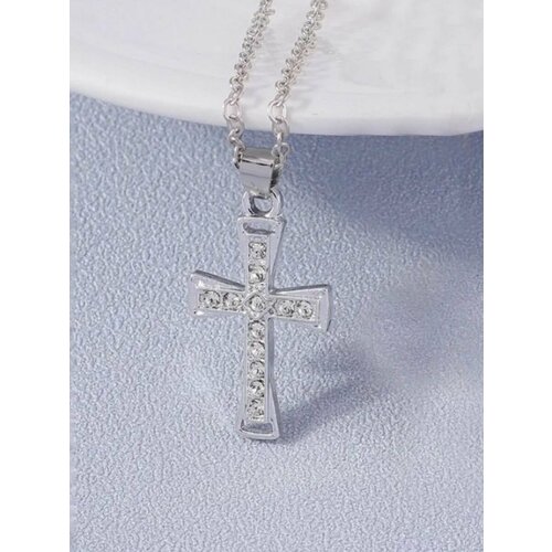 Колье Крест, длина 50 см, серебряный