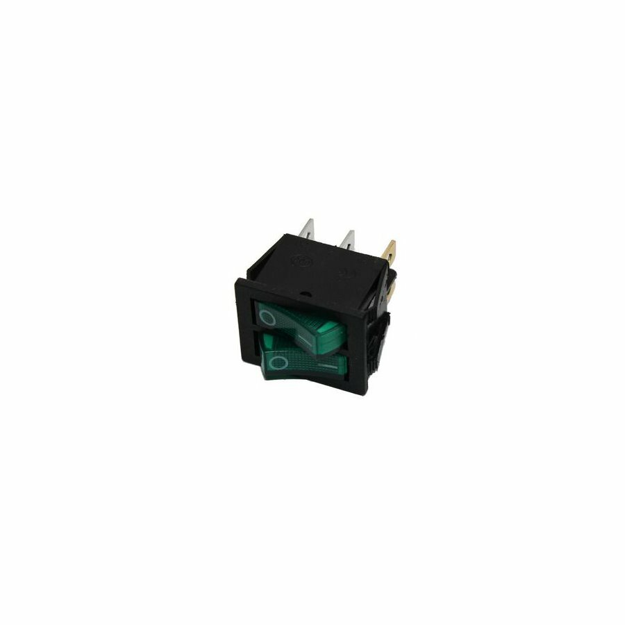 фото Выключатель 25*30 зеленый 2х клавишный 6контактов