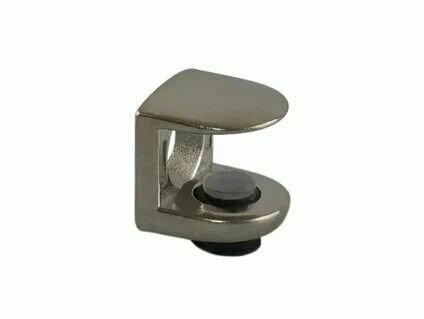 фото Комплект полкодержателей для стеклянных полок до 8 мм, под саморез, с фиксацией, никель, 4 шт