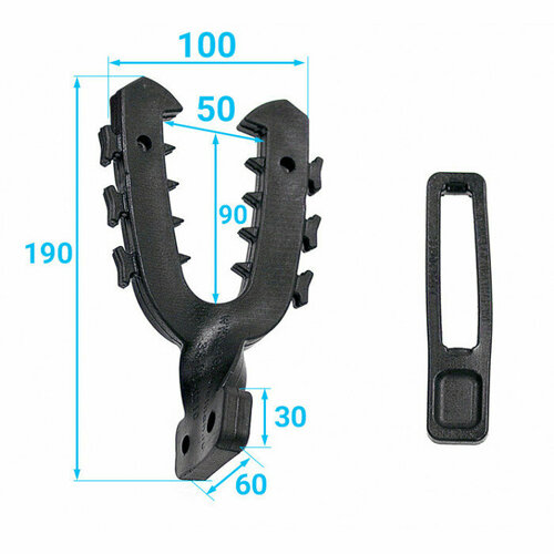 Малое крепление-рогатка с закрученным основанием Полиуретан 33-20-021-S 190x100мм из чёрного полиуретана
