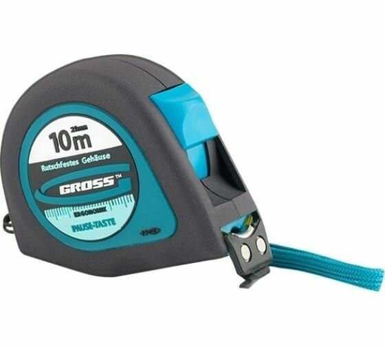 Рулетка GROSS Ergonomisch 10 м x 25 мм, магнитный обрезиненный зацеп 31105