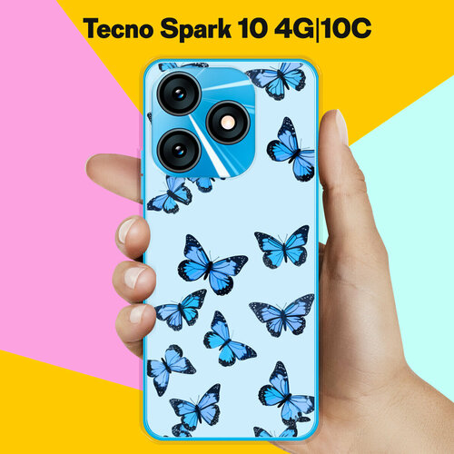 Силиконовый чехол на Tecno Spark 10 4G / Tecno Spark 10C Бабочки / для Текно Спарк 10 4 Джи / Текно Спарк 10С