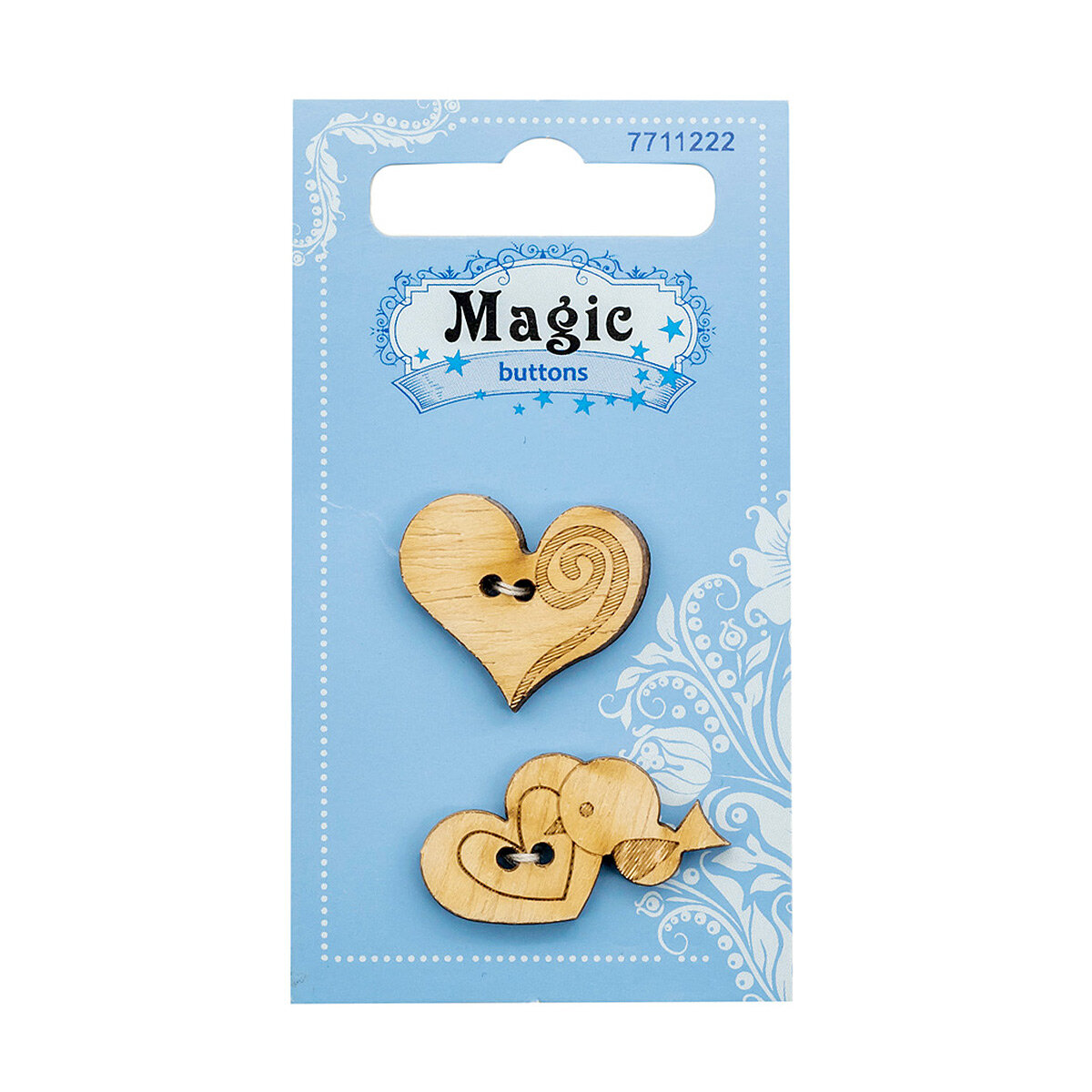 Пуговицы фигурные Magic Buttons 'Сердечки', 20*24мм и 16*27мм, 2 прокола, дерево, 2 шт