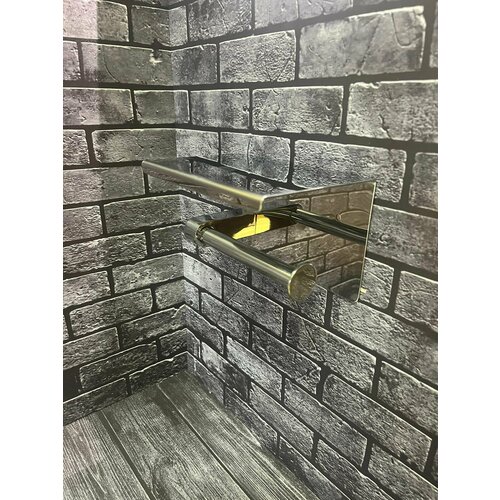 Держатель для туалетной бумаги с полочкой для телефона хром металл