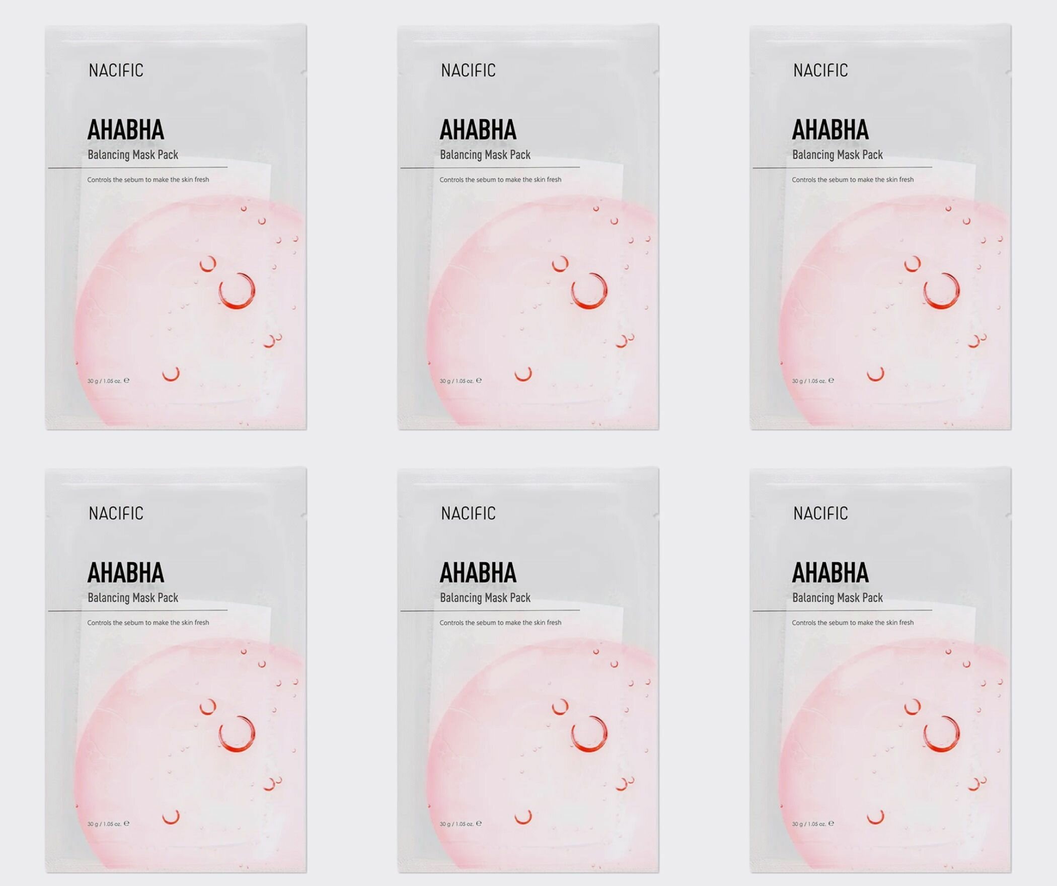 NACIFIC Маска для лица на тканевой основе AHA BHA Balancing Mask Pack 30 г, 6 шт