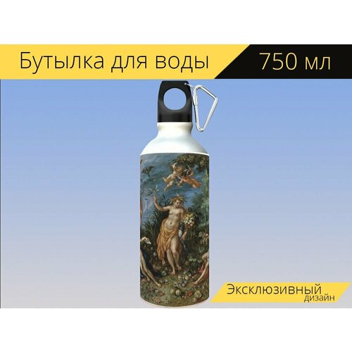 фото Бутылка фляга для воды "ян брейгель, картина, изобилие и четыре элемента" 750 мл. с карабином и принтом lotsprints