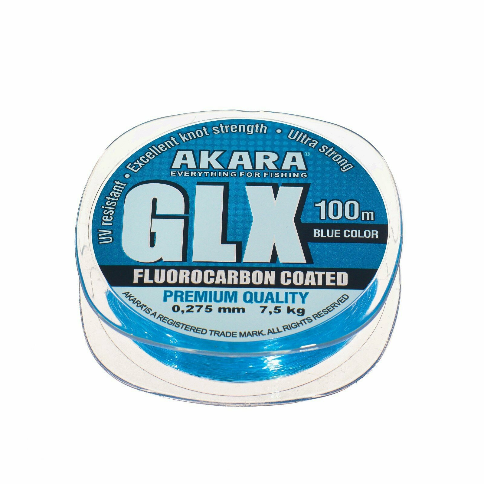 Akara Леска Akara GLX Premium Blue, диаметр 0.25 мм, тест 6.35 кг, 100 м, голубая