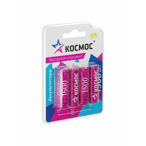 Аккумулятор AA/R6 NI-MN 1500мА. ч BP-4 (блист.4шт) космос KOCR6NIMH1500mAh4BL