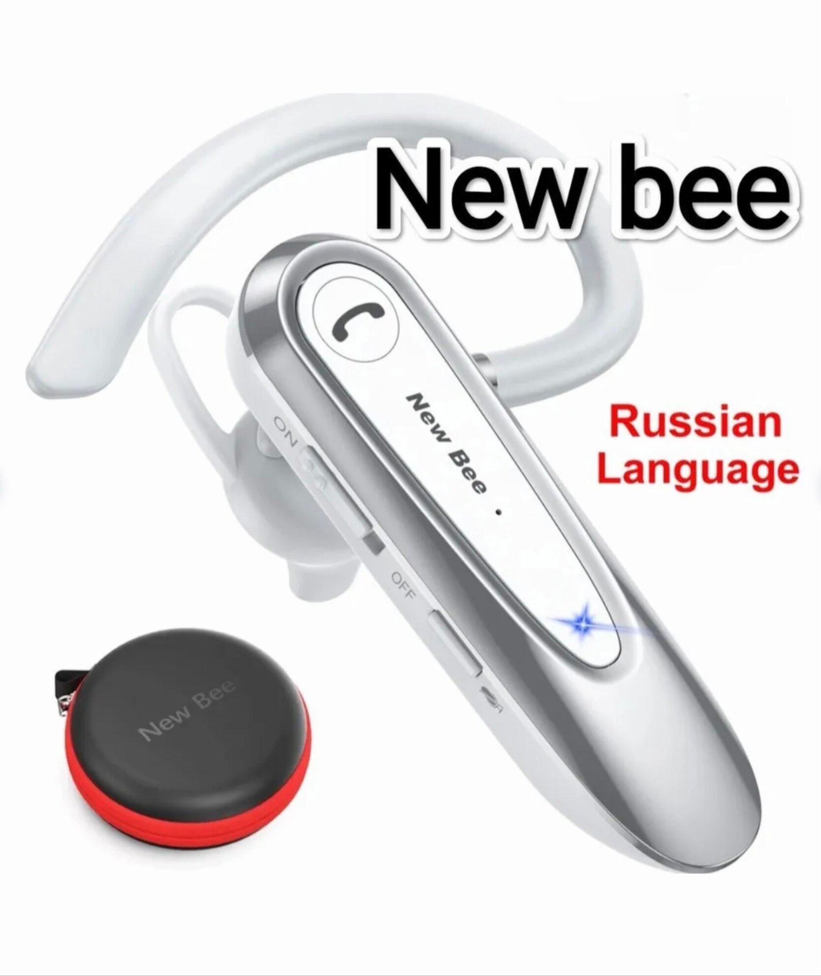 Беспроводная Bluetooth-гарнитура New Bee LC-B45 с шумоподавлением; цвет белый.