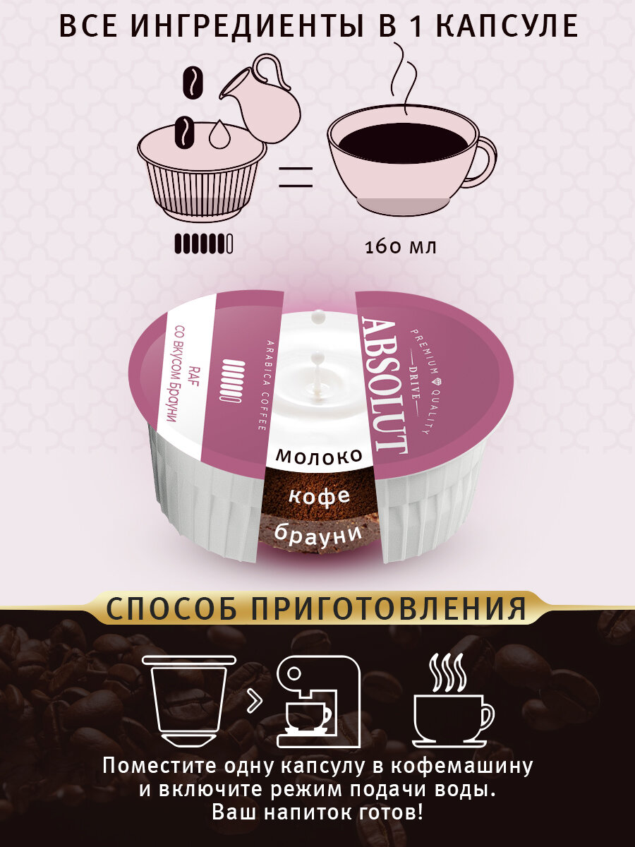 Кофе в капсулах Drive Absolut RAF Брауни в капсулах Dolce Gusto (12 шт), Раф Кофе - фотография № 3