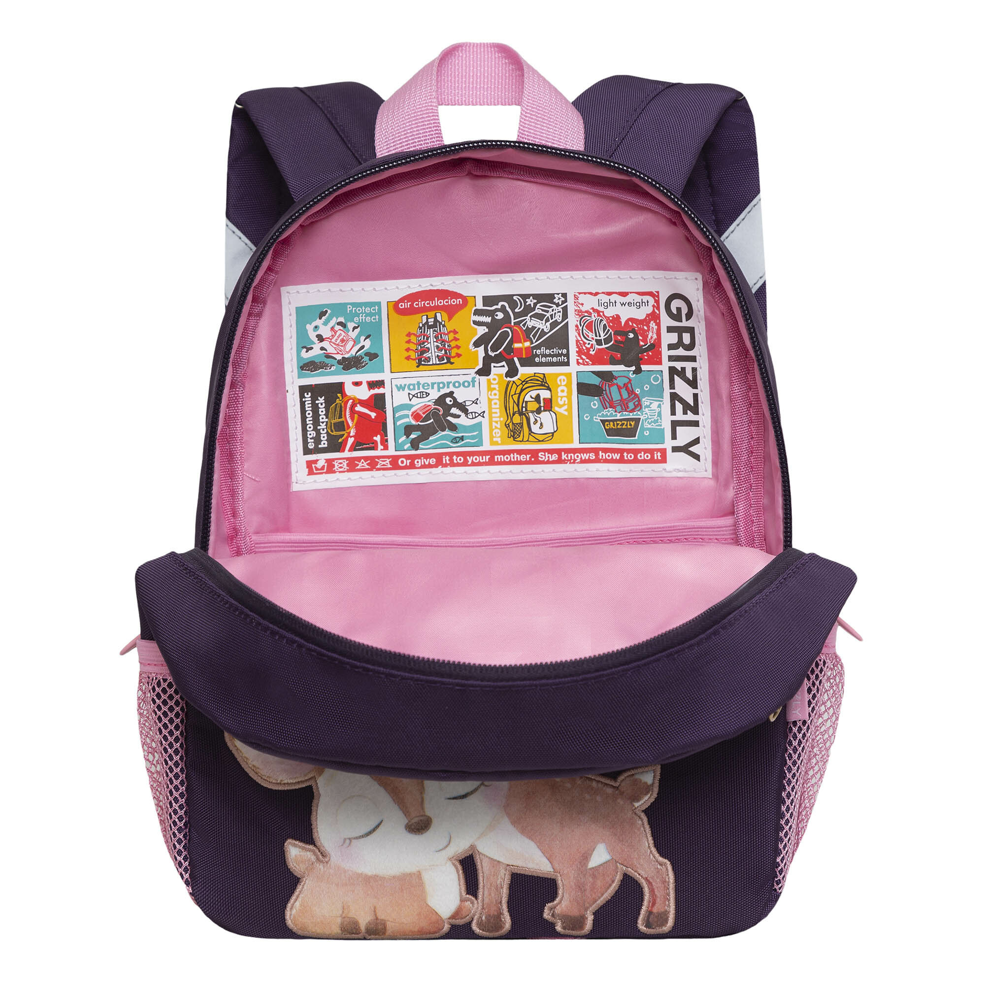 Рюкзак детский дошкольный GRIZZLY с одним отделением, для девочки RK-276-2/1