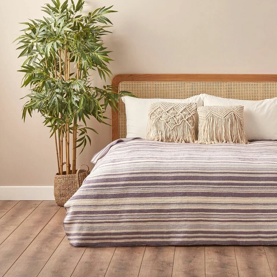 Покрывало Stripe Лиловый Плед Bella Maison 180x220 хлопок акрил