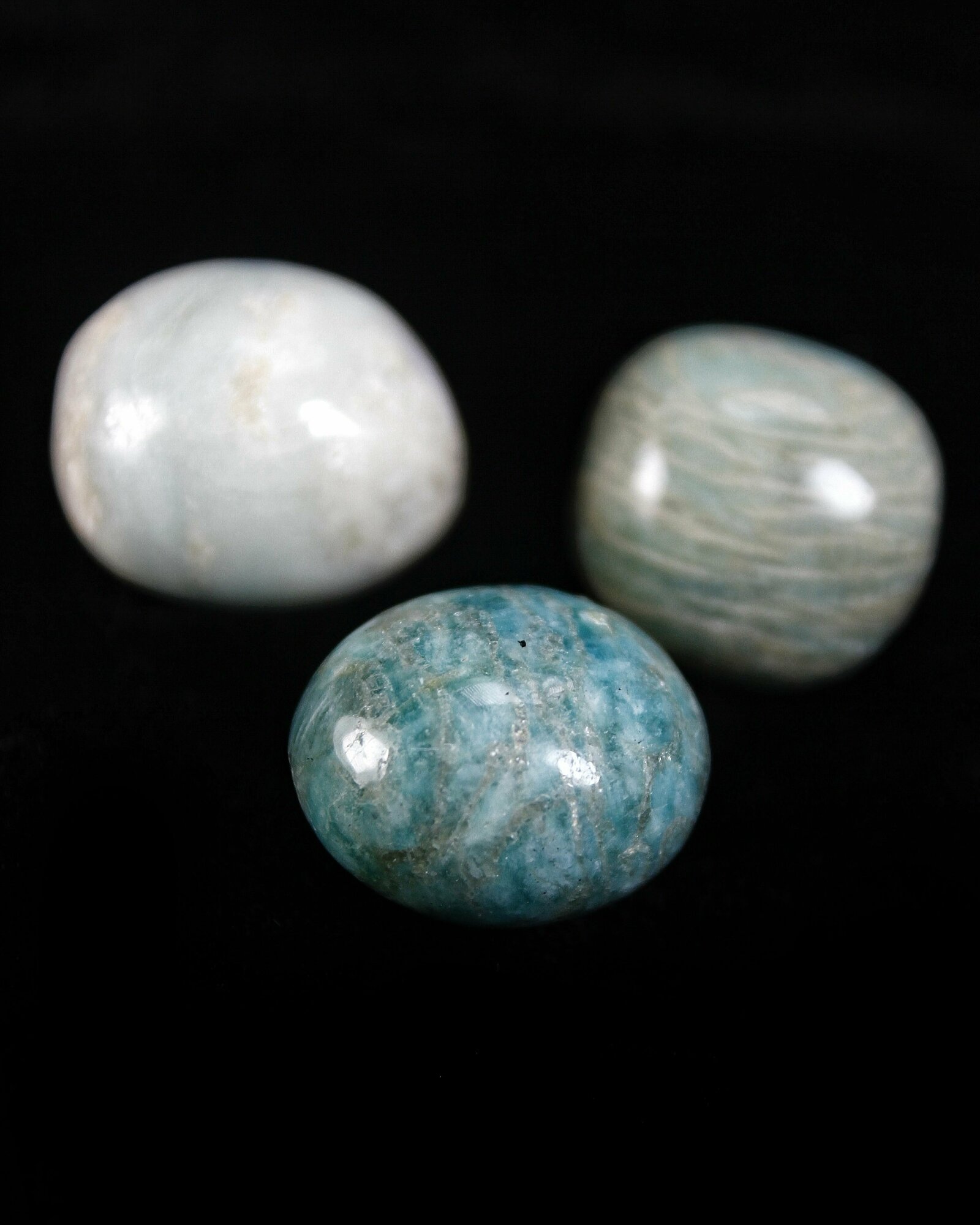 Оберег, амулет Амазонит - 1.5-2 см, натуральный камень, самоцвет, галтовка, 3 шт - притягивает удачу