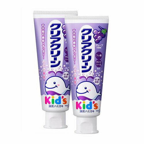 Детская зубная паста с мягкими микрогранулами для деликатной чистки зубов КAO Clear Clean виноград 2 шт. зубная паста с мягкими микрогранулами для детей clear clean grape 70г