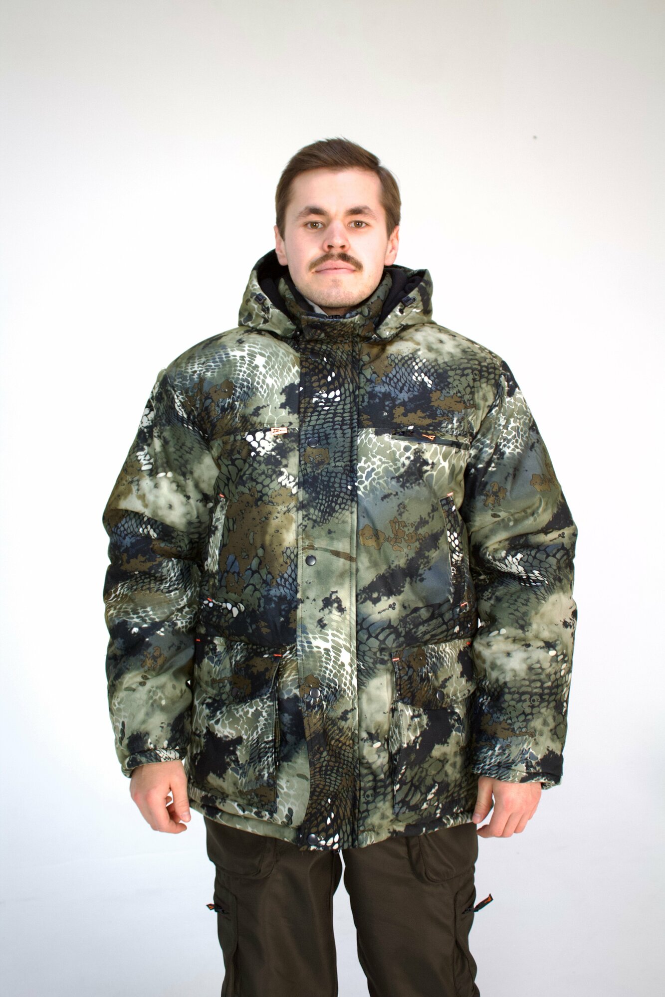 Зимняя мужская куртка IDCOMPANY "Тайга" для охоты, рыбалки и активного отдыха лесная паутина 52 размер