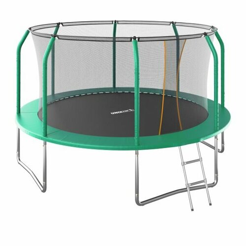 фото Батут каркасный unix line supreme basic 12 ft (green) лестница, диаметр 3.66 м, макс. нагрузка 150 кг