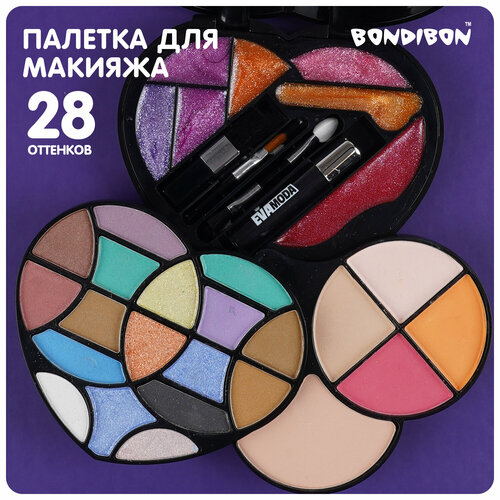 Набор детской декор. косметики Bondibon Eva Moda, BOX 16,5х13,5х4 см; тени для век-17шт.(16,6г), бле