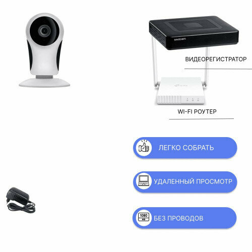 Комплект видеонаблюдения WI-FI с 1 камерой 2мпих комплект видеонаблюдения с wi fi камерой удлинителем и 4g роутером