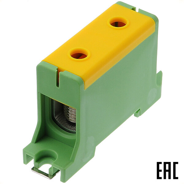 фото Клемма JHT5-95 (yellow/green) винтовая жёлто-зелёная 16-95мм2 800В ширина 24мм (2 шт. в комплекте)