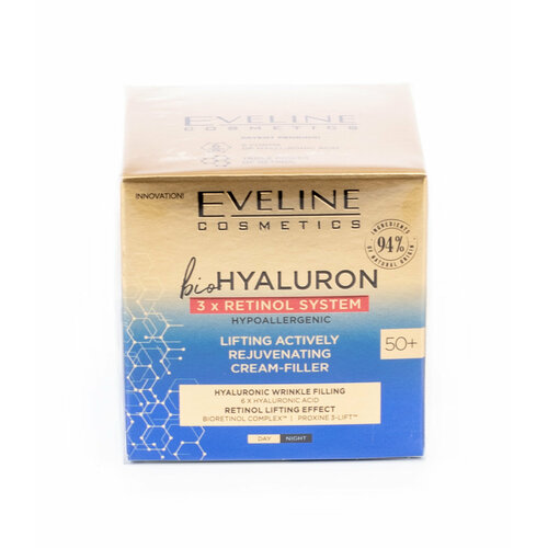 Evelin Cosmetics / Эвелин Косметикс bioHYALURON 3 x RETINOL SISTEM Дневной и ночной крем для лица активно омолаживающий от 50 лет с аргановым маслом