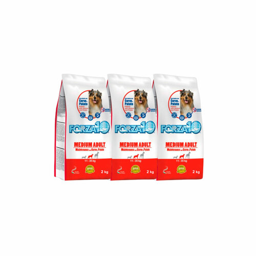 FORZA10 Сухой Корм для взрослых собак средних пород из оленины и картофеля 2 кг х 3 шт.