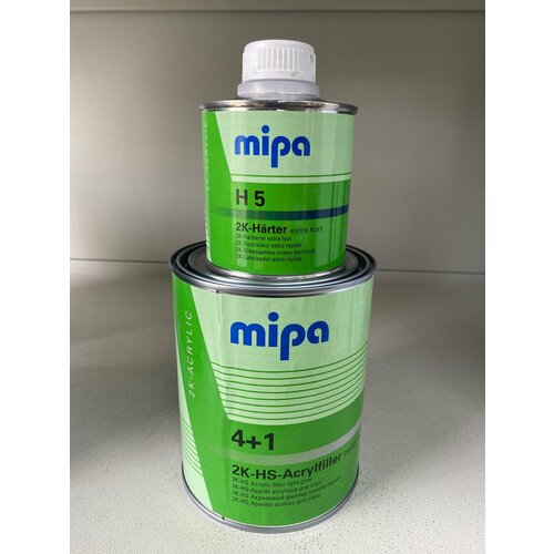 Грунт акриловый Acryfiller HS 4:1 светло-серый 1л (1,75кг) Mipa+Отвердитель H5 Hardener Extra fast (0,25л) Мипа