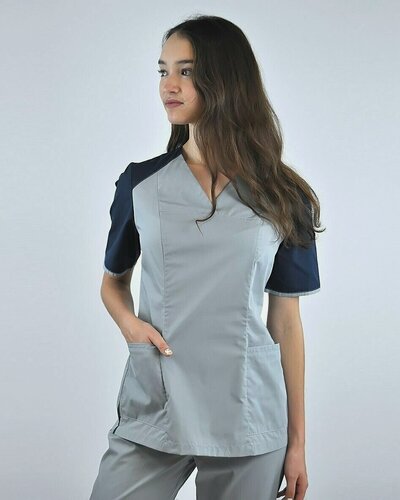 Изображение товара Костюм медицинский женский вилан, серый, размер 44, рост 176, ткань тиси