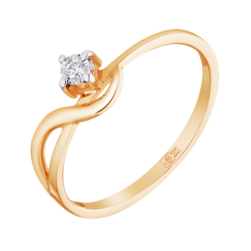 кольцо золотое с бриллиантами арт 3212728 9 Кольцо Ювелир Карат, красное золото, 585 проба, бриллиант, размер 17, бесцветный