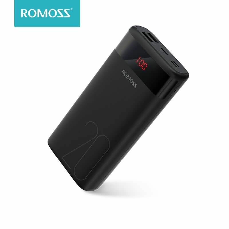 Внешний аккумулятор (Power Bank) Romoss ARES20PF на 20000 mAч Li-Pol LED дисплей (Черный)