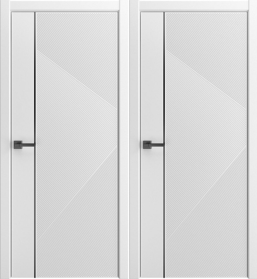Межкомнатная дверь Ульяновская Велла эмаль белая, черный молдинг (800х2000, Белый)