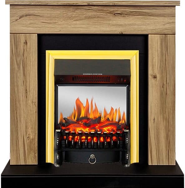 фото Камин Royal Flame Bergen разборный Дуб галифакс с очагом Fobos FX M Brass