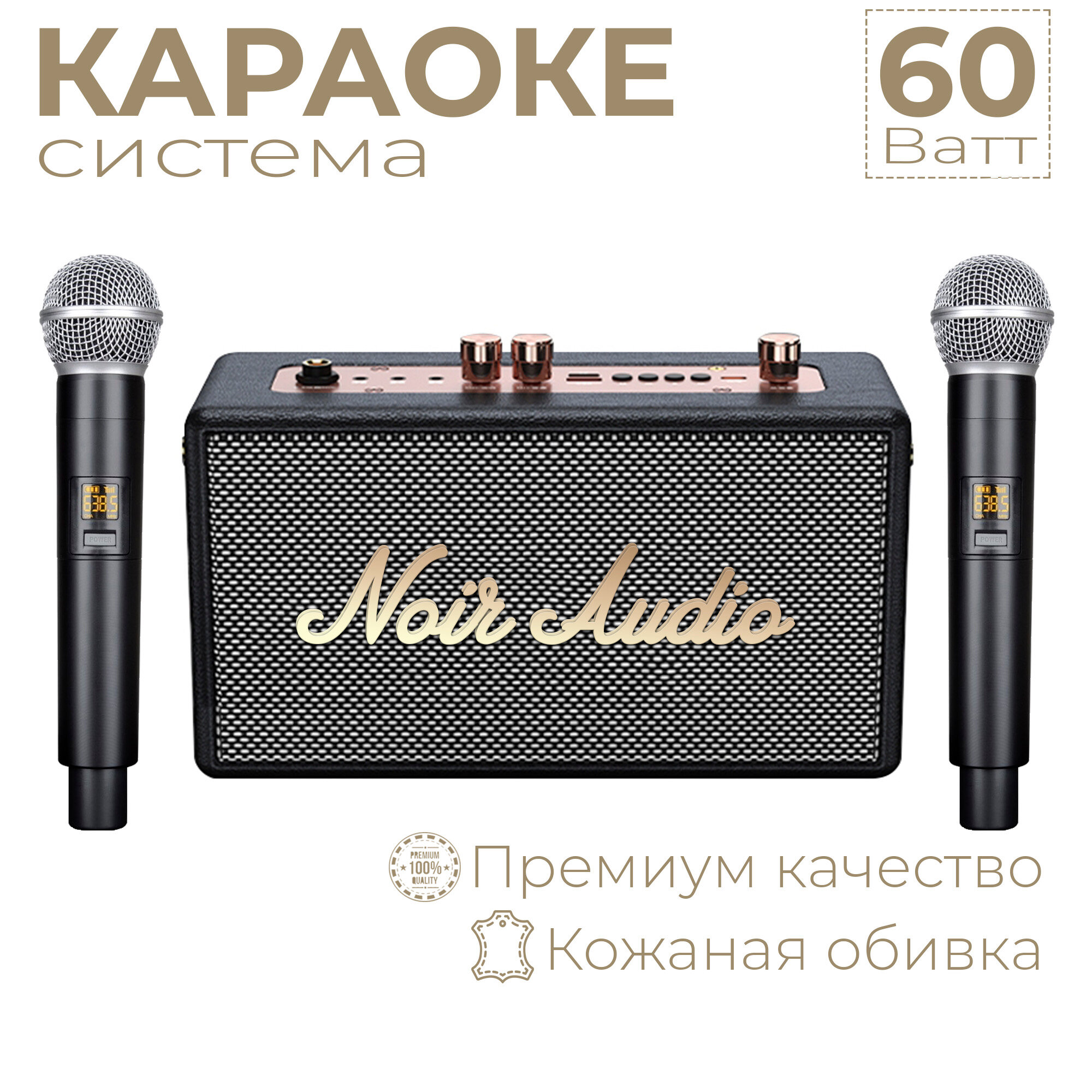 NOIR-audio CLASSIC с двумя беспроводными микрофонами, с функцией Bluetooth и USB разъемом