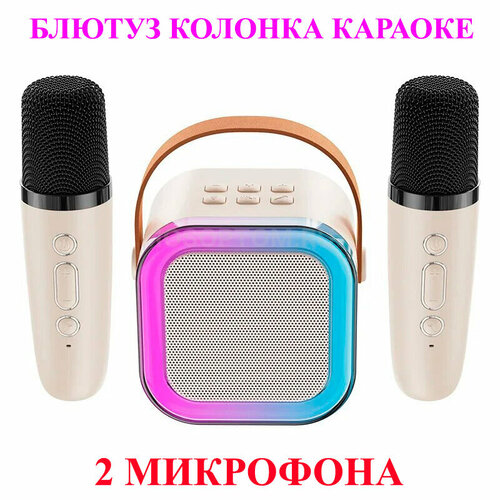 Портативная беспроводная колонка с умной LED подсветкой и микрофоном караоке bluetooth 2 микрофона и светящаяся блютуз колонка с караоке 249000₽