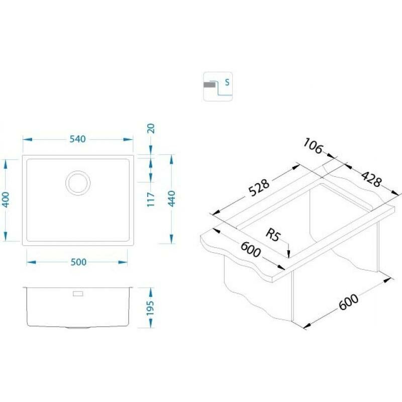 Мойка ALVEUS KOMBINO 50 KMB 90 FI 542X442 F/S в комплекте с сифоном - фотография № 9