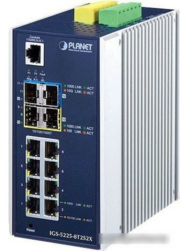 Коммутатор промышленный Planet L2+ Industrial 8-Port 10/100/1000T + 2-Port 100/1000X SFP + 2-Port 10G SFP+ Managed Ethernet Switch (-4 - фото №3