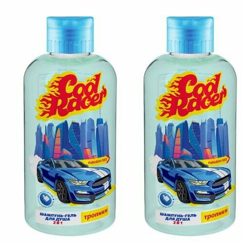 Cool Racer Шампунь-гель для купания детский Тропики 2 в 1, 300 мл, 2 шт.