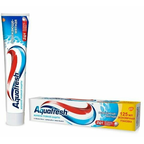 Aquafresh Зубная паста Освежающе-мятная, 125 мл зубная паста освежающе мятная 100 мл aquafresh