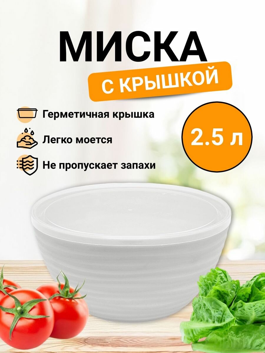 Чаша с крышкой Оазис 2.5 л, белый