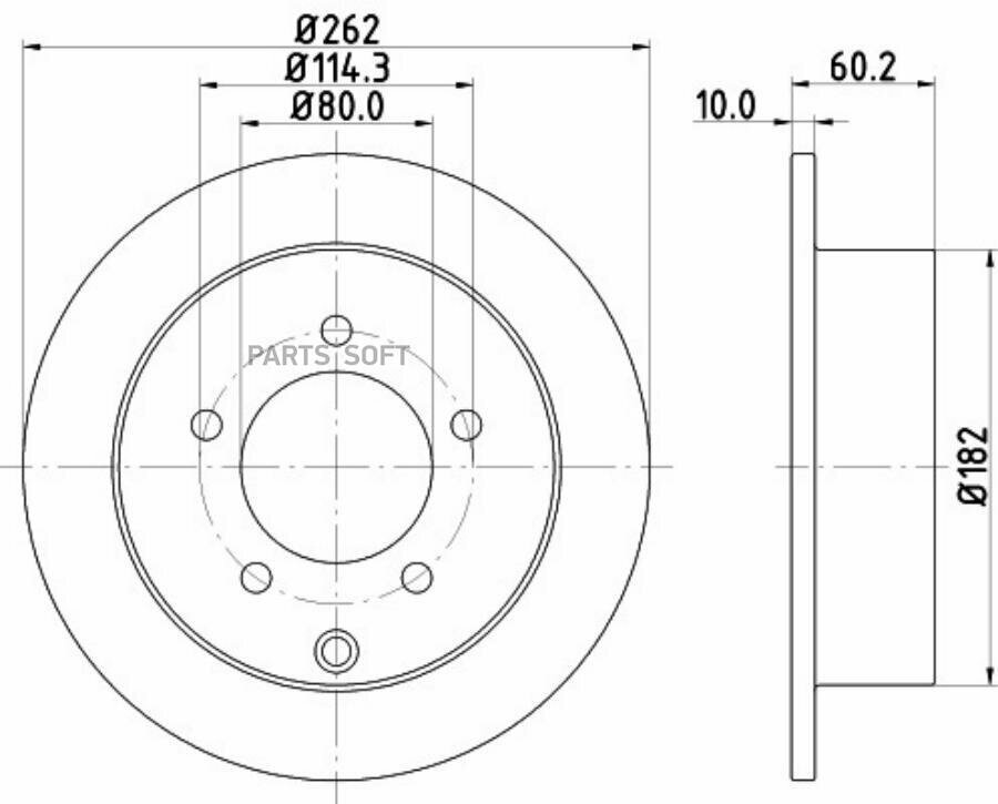 Диск тормозной зад (черный) BEHR-HELLA / арт. 8DD355119181 - (1 шт)