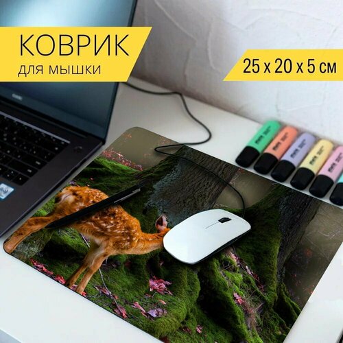 Коврик для мыши с принтом Природа, дикая природа, лес 25x20см. коврик для мыши с принтом рысь лес природа 25x20см