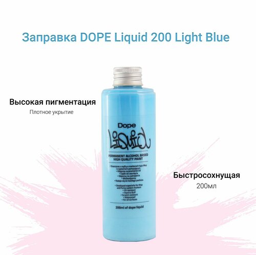 Заправка для маркеров и сквизеров для граффити и теггинга Dope Liquid paint 200ml light blue голубой