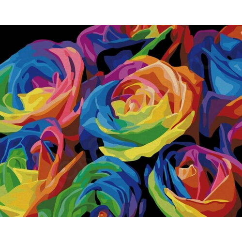 Роспись по холсту(картина по номерам 40х50) Радужные розы картина по номерам радужные карпы 40х50 см