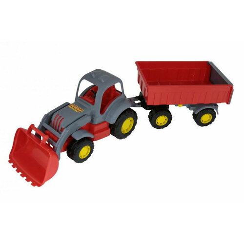 Трактор Силач с прицепом №1 и ковшом (в сеточке) трактор игрушечный силач с прицепом 2 с ковшом 45034