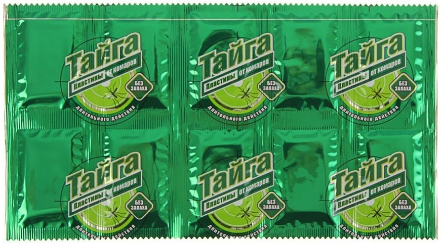 10 пластин "Тайга" по 10 таблеток на каждой для фумигатора + подарок к заказу (лента для мух)
