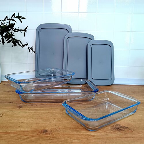 Набор форм для запекания и хранения Fresco прямоугольные с крышками 3 шт размеры 1 л 16 л 22 л 2076₽