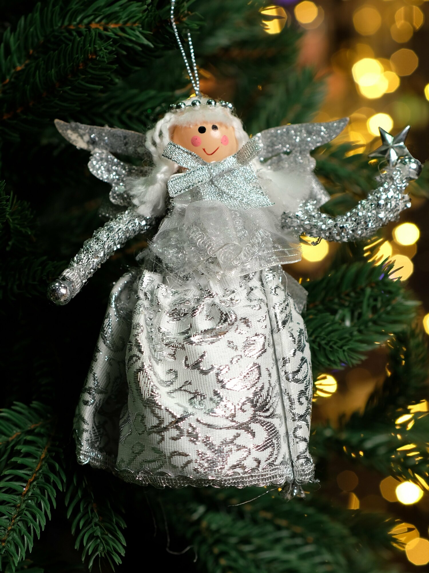 Рождественская декорация Ангел, 15 см, China Dans, артикул HLC-0051, silver