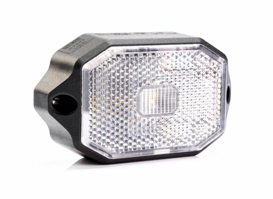 Габаритный фонарь Fristom FT-069 B LED, 12-36В, белый, со светоотражателем, монтаж на плоскости.